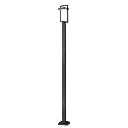 Z-LITE Luttrel 1 Light Outdoor Post Mounted Fixture, Black & Frosted 566PHBS-536P-BK-LED